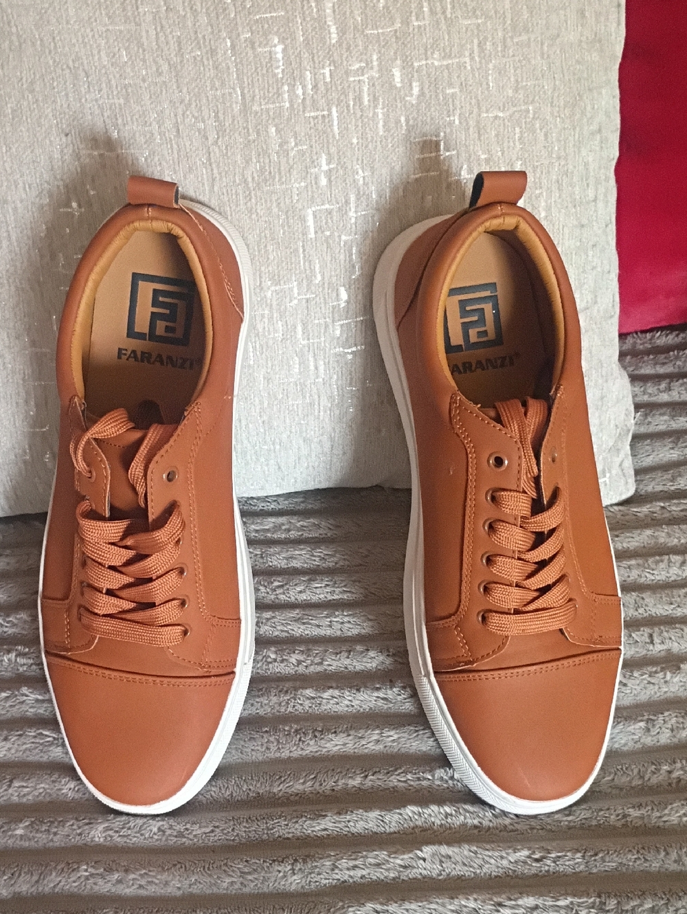 FARANZI Men’s Casual Sneakers in Tan with White Sole